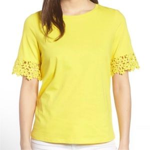 Draper James Palmetto yellow lace top size small